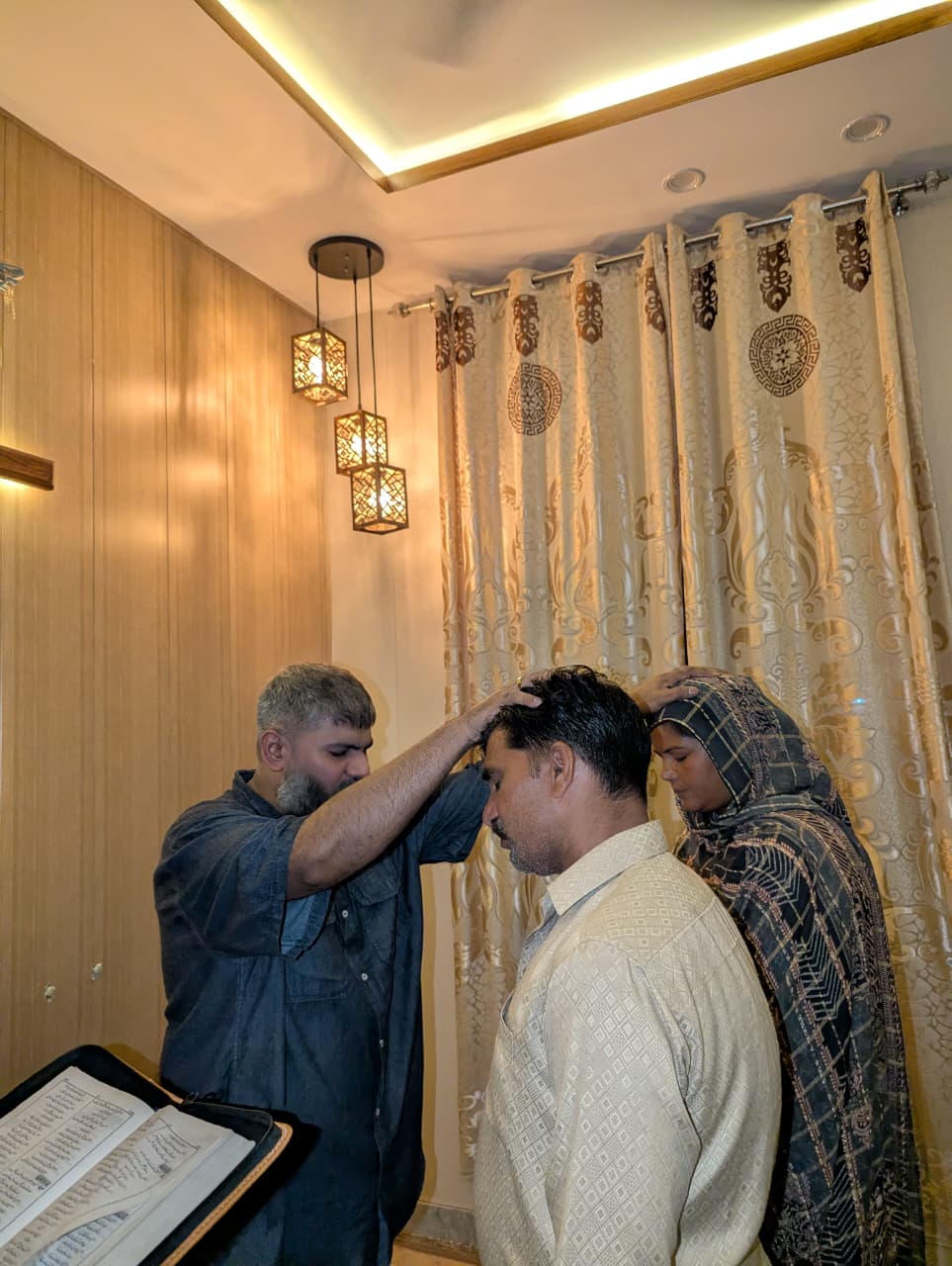 Pastor Imran prayed in the mighty name of Jesus Christ for a Muslim family who came seeking prayer. The husband was suffering from pain in his legs.